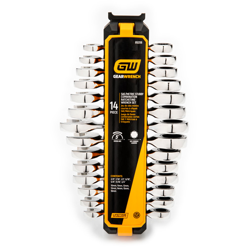 72-Tooth 12 Point Stubby Wrench Set, Ratcheting Combination, 14 Pieces, Imperial and Metric Sécurité Médic