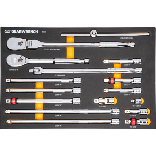 1/2" 90-Tooth Ratchet & Drive Tool Set with Foam Storage Tray Sécurité Médic