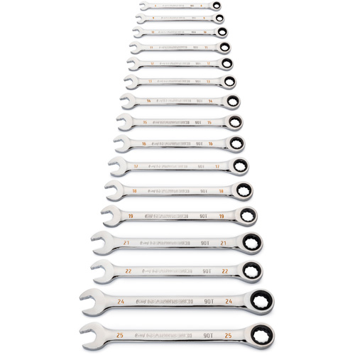 90-Tooth 12 Point Wrench Set, Ratcheting Combination, 16 Pieces, Metric Sécurité Médic