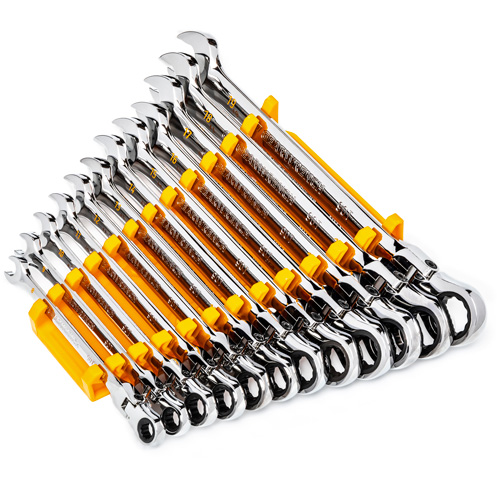 90-Tooth 12 Point Wrench Set, Flex Head/Ratcheting Combination, 12 Pieces, Metric Sécurité Médic