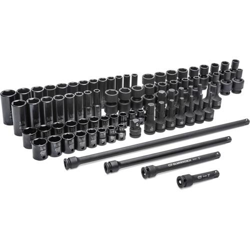 6 Point SAE/Metric Master Socket Set, 80 Pcs, Impact, 3/8" Drive Size, Deep Sécurité Médic