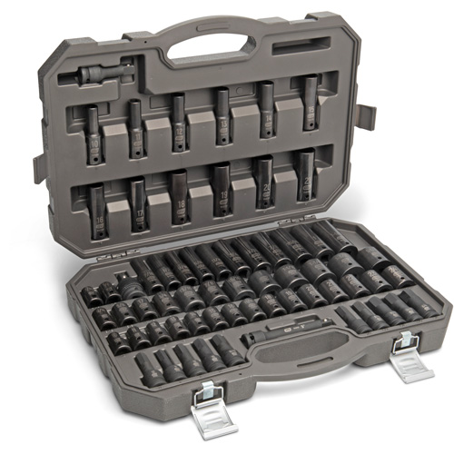6 Point SAE/Metric Master Socket Set, 80 Pcs, Impact, 3/8" Drive Size, Deep Sécurité Médic