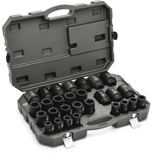 6 Point Metric Socket Set, 28 Pcs, Impact, 3/4" Drive Size, Deep Sécurité Médic