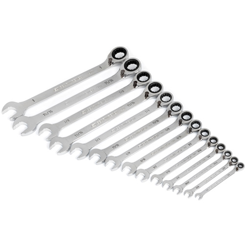 Jeu de cl&eacute;s &agrave; cliquets r&eacute;versibles SAE &agrave; 12 pans et 90 dents, Combinaison &agrave; cliquet, 14 morceaux, Imp&eacute;rial Sécurité Médic