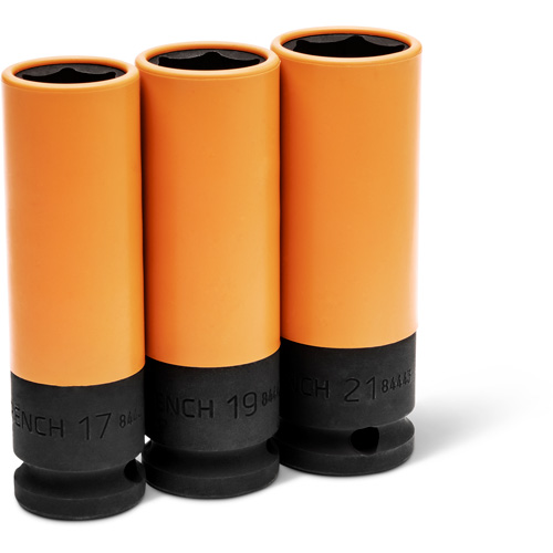 Metric High-Strength Wheel Protector Socket Set, 3 Pcs, Impact, 1/2" Drive Size, Deep Sécurité Médic