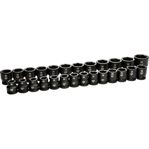 6 Point Metric Socket Set, 26 Pcs, Impact, 3/4" Drive Size Sécurité Médic