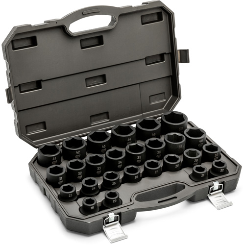 6 Point Metric Socket Set, 26 Pcs, Impact, 3/4" Drive Size Sécurité Médic