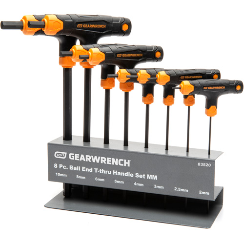 Ball End T-Handle Hex Key Set, 8 Pcs., Metric Sécurité Médic