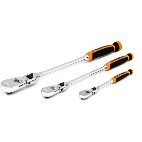 1/4", 3/8" & 1/2" Drive 90-Tooth Dual Material Locking Ratchet Set Sécurité Médic