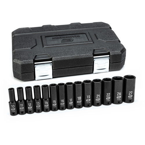 6 Point Metric Socket Set, 14 Pcs, Impact, 1/2" Drive Size, Deep Sécurité Médic