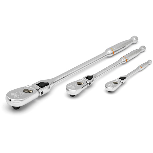 1/4", 3/8" & 1/2" Drive 90-Tooth Locking  Teardrop Ratchet Set Sécurité Médic