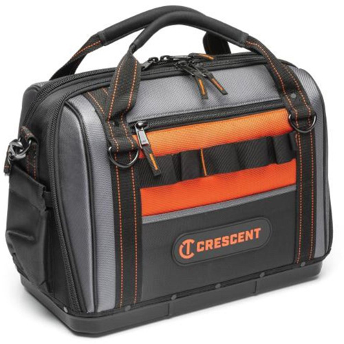 Sac ouvert de 17" pour outils d'ouvrier, Polyester, 3 pochettes, Noir/Gris/Orange Sécurité Médic