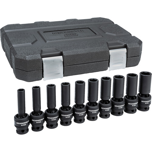 6-Point Universal Metric Socket Set, 10 Pcs, Impact, 1/2" Drive Size, Deep Sécurité Médic