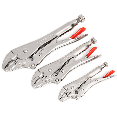 Curved Jaw Locking Pliers with Wire Cutter Set, 3 Pieces Sécurité Médic