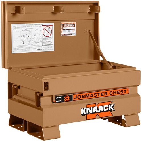 Model 32 Jobsite Chest with Padlock, 32" x 19" x 19", Steel, Tan Sécurité Médic