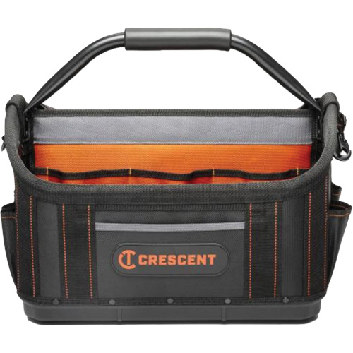 Sac ouvert de 17" pour outils d'ouvrier, Polyester, 25 pochettes, Noir/Orange Sécurité Médic