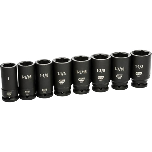 6 Point SAE Socket Set, 8 Pcs, Impact, 3/4" Drive Size, Deep Sécurité Médic