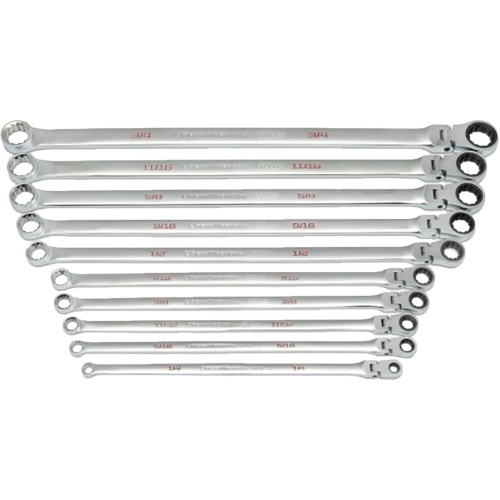 120XP Universal Spline XL Flex Head GearBox Wrench Set, Ratcheting Box, 10 Pieces, Imperial Sécurité Médic