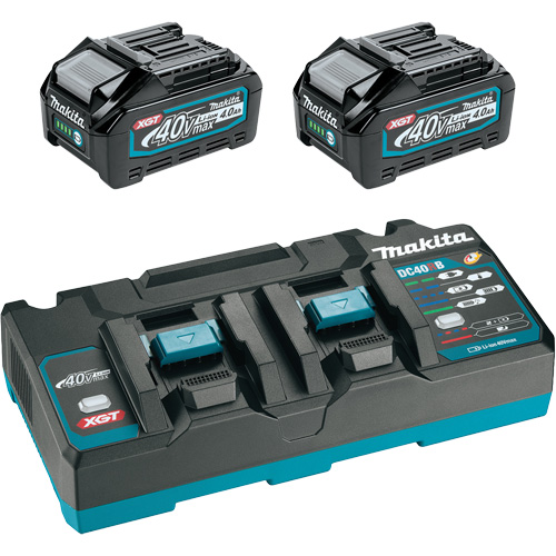 XGT Dual Port Rapid Charger Starter Kit with (2) 4 Ah Batteries, 40 V, Lithium-Ion Sécurité Médic