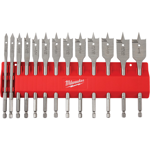 Flat Boring Bit Set, 13 Pieces, High Carbon Steel Sécurité Médic