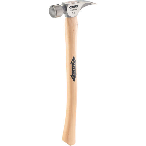 Marteau &agrave; face en titane frais&eacute;e avec manche incurv&eacute; en noyer, 14 oz, Prise en Bois, 18" lo Sécurité Médic