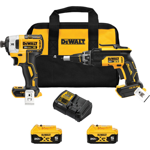 MAX Brushless Cordless Drywall Screw Gun & Impact Driver Kit, 20 V Sécurité Médic