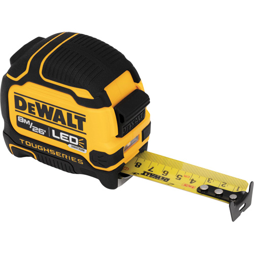 TOUGHSERIES Lighted Tape Measure, 26'/8 m, Imperial & Metric Graduations Sécurité Médic
