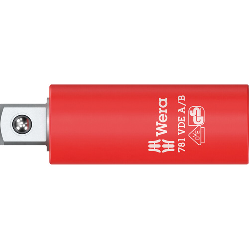 Adaptateur isol&eacute; VDE A/B, Prise 1/4", Douille 3/8", 2,78" lo, Sph&eacute;rique Sécurité Médic