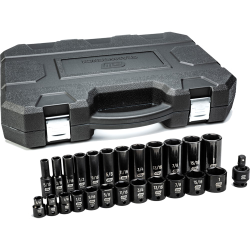 6-Point SAE Socket Set, 25 Pcs, Impact, 3/8" Drive Size, Deep Sécurité Médic
