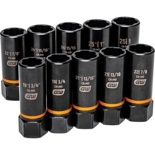Bolt Biter Extraction Socket Set, 10 Pcs, Impact, 1/2" Drive Size, Deep Sécurité Médic