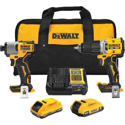 XR Brushless Cordless Premium Drill Driver Kit with 4 Ah POWERSTACK Battery and 2 Ah Battery, 20 V Sécurité Médic
