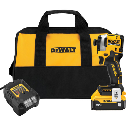 ATOMIC Brushless Cordless 3-Speed Impact Driver Kit, 1/4", 1825 in-lbs Max. Torque, 20 V, Lithium-Ion Sécurité Médic