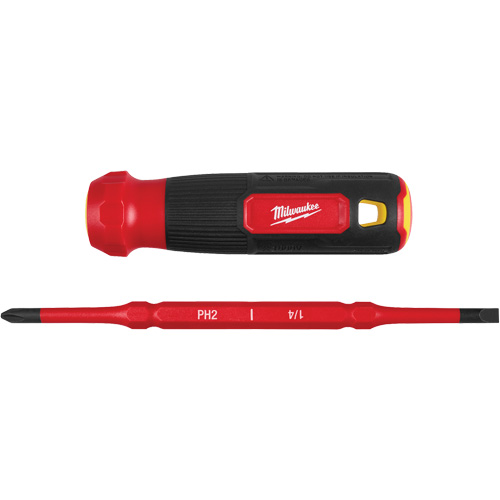 Tournevis &agrave; embouts interchangeables &agrave; tige articul&eacute;e isol&eacute; 1000 V, 2-en-1, 8-4/5" lo, Prise Coussin&eacute;e Sécurité Médic