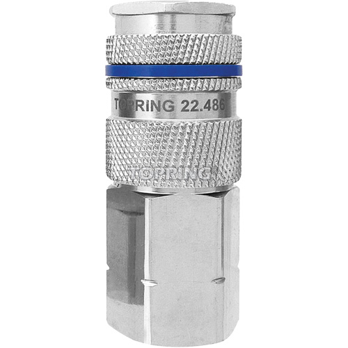 QUIKSILVER Industrial Quick Coupler, Nickel Plated Brass, 1/2", Female NPT, 500 psi Sécurité Médic