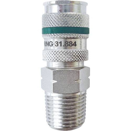 QUIKSILVER Ultraflo 7.8 mm Quick Coupler, Zinc-Plated Steel, 1/2", Male NPT, 362 PSI Sécurité Médic