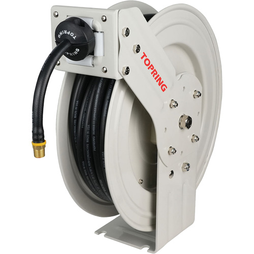 MAXREEL Single-Arm Automatic Rewind L Hose Reel with Rubber Hose, Air, 3/8" x 50', Single Hose, 250 PSI Sécurité Médic
