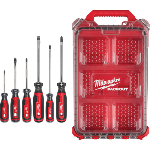 Cushion Grip Screwdrivers Set with PACKOUT Low-Profile Compact Organizer, 6 Pcs. Sécurité Médic