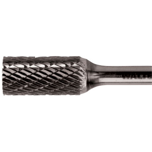 Double Cut Cylindrical Carbide Burr, 1/2" Dia., 1/4" Shank, 1" Depth of Cut Sécurité Médic