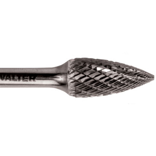 Double Cut Tapered Burr, SG-5, 1/2" Dia., 1/4" Shank, 1" Depth of Cut Sécurité Médic