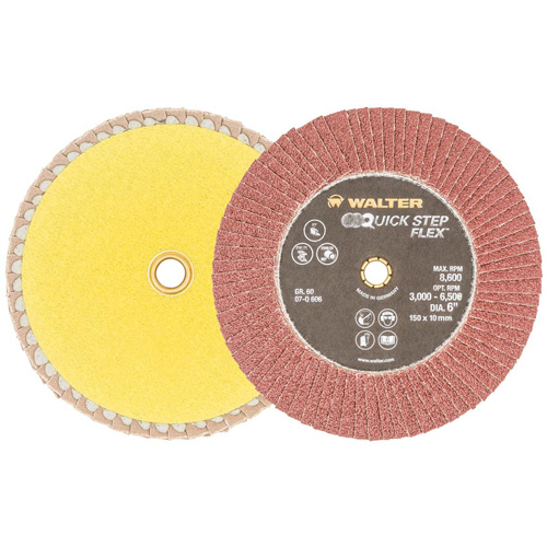 QUICK-STEP FLEX Flap Disc, 6" x Type 29, 60 Grit, Aluminum Oxide Sécurité Médic