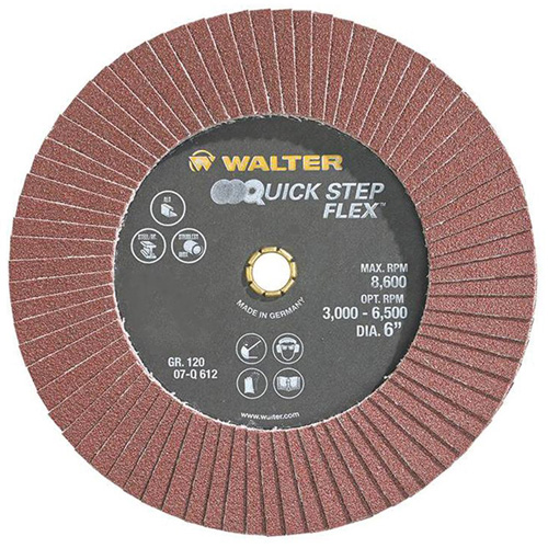 QUICK-STEP FLEX Flap Disc, 6" x Type 29, 120 Grit, Aluminum Oxide Sécurité Médic