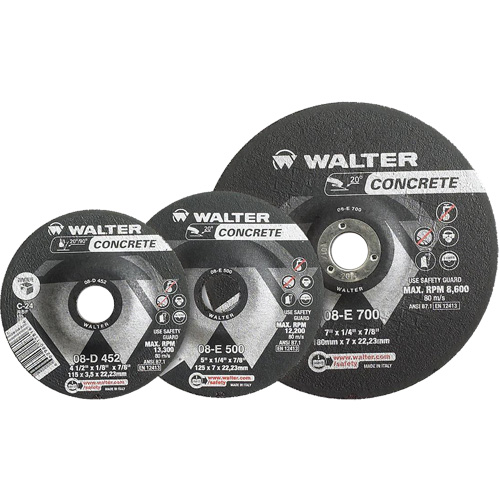 Depressed Centre Grinding Wheels - Concrete Type 27, 4-1/2" x 1/8", 7/8" Arbor, Type 27 Sécurité Médic