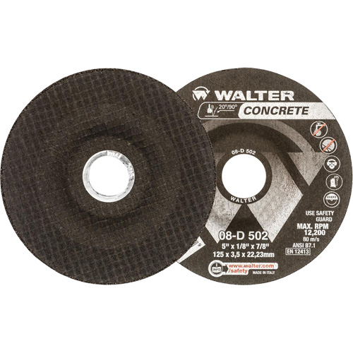 Depressed Centre Grinding Wheels - Concrete Type 27, 5" x 1/8", 7/8" Arbor, Type 27 Sécurité Médic