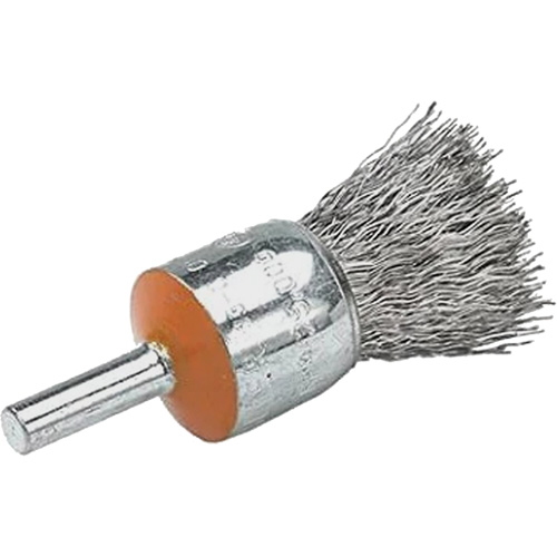 Brosses mont&eacute;es &agrave; fils cr&ecirc;p&eacute;s, 1/2", Fils 0,02", Tige 1/4" Sécurité Médic