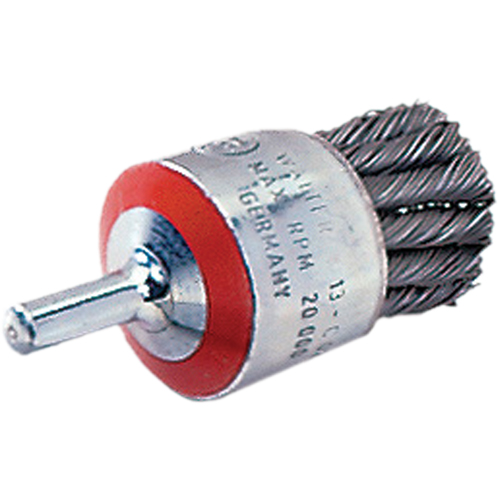 Mounted Knot-Twisted Wire Brush, 1-1/8" Dia., 0.02" Wire Dia., 1/4" Shank Sécurité Médic