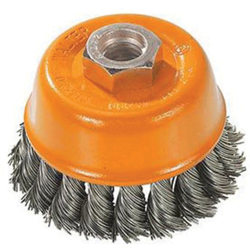 Brosse &agrave; fils nou&eacute;s torsad&eacute;s, 3" dia. x M10x1,25 arbre Sécurité Médic