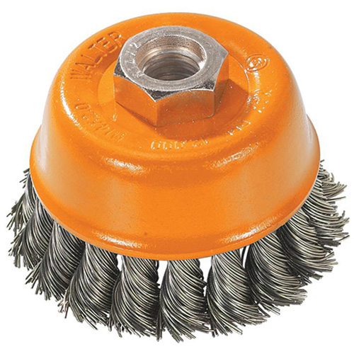 Brosse &agrave; fils nou&eacute;s torsad&eacute;s, 3" dia. x M14 arbre Sécurité Médic