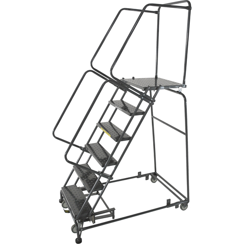 Weight Actuated Lockstep Rolling Ladders, 8 Steps, 24" Step Width, 80" Platform Height, Steel Sécurité Médic