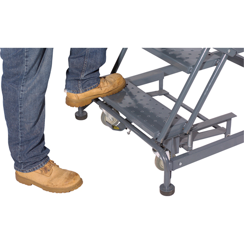 Weight Actuated Lockstep Rolling Ladders, 6 Steps, 24" Step Width, 60" Platform Height, Steel Sécurité Médic