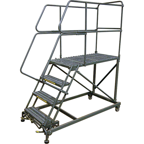 Mobile Work Platforms, Steel, 5 Steps, 50" H, 36" D, 24" Step, Serrated Sécurité Médic